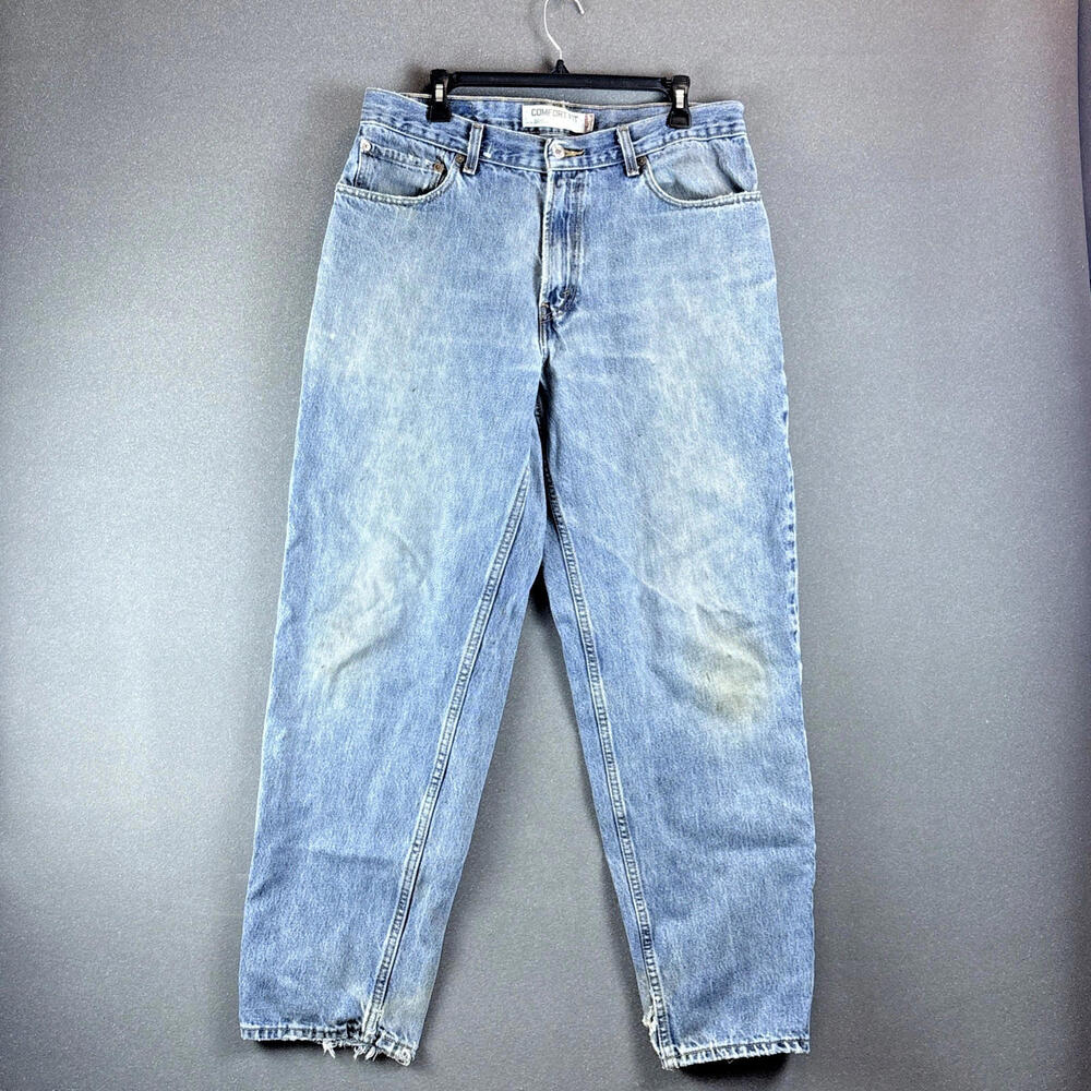 VTG Levi's 560 Jeans 34x32 Comfort Fit Denim Medium‎ Wash Y2K Distressed Stains